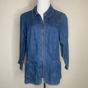 Denim Jacket Sz Small Rainbow Stitch Detail Sz Small